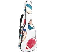 Sac de transport pour guitare acoustique avec double bandoulière réglable - Motif ballon de rugby - 104,3 cm - Tissu Oxford imperméable - Éponge épaisse, Ballon de rugby coloré Art, 42.9x16.9x4.7 in,