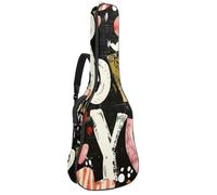 Sac de transport pour guitare acoustique avec double bandoulière réglable, motif cœur artistique I Love You, tissu Oxford imperméable, éponge épaisse, Art Heart I Love You, 42.9x16.9x4.7 in, Élégant