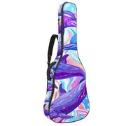 Sac de transport pour guitare acoustique avec double bandoulière réglable, motif dauphin coloré, tissu Oxford épais, 104,3 cm, Dauphin coloré, 42.9x16.9x4.7 in, Élégant