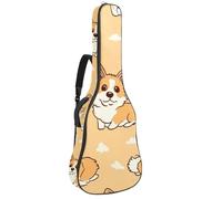 Sac de transport pour guitare acoustique avec double bandoulière réglable, motif dessin animé mignon Corgi - Tissu Oxford épais - 104,3 cm, Chien Corgi mignon dessin animé, 42.9x16.9x4.7 in, Élégant