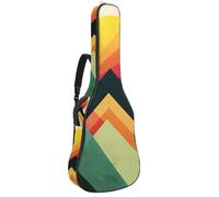 Sac de transport pour guitare acoustique avec double bandoulière réglable - Motif géométrique coloré - Tissu Oxford épais - 104,3 cm, Figurines géométriques colorées., 42.9x16.9x4.7 in, Élégant