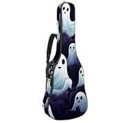 Sac de transport pour guitare acoustique avec double bandoulière réglable, motif Halloween Boo Print 85, tissu Oxford imperméable, éponge épaisse, Imprimé Halloween Boo, 42.9x16.9x4.7 in, Élégant