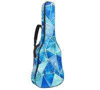 Sac de transport pour guitare acoustique avec double bandoulière réglable - Motif mosaïque aquarelle - Bleu - Tissu Oxford épais - 104,3 cm, Aquarelle mosaïque bleue géométrique, 42.9x16.9x4.7 in,