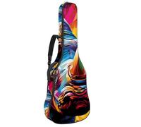 Sac de transport pour guitare acoustique avec double bandoulière réglable, motif mosaïque arc-en-ciel Rhino 56, tissu Oxford imperméable, éponge épaisse, Rhino mosaïque arc-en-ciel, 42.9x16.9x4.7 in,