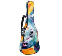 Sac de transport pour guitare acoustique avec double bandoulière réglable, motif mosaïque Rhino 44 - Tissu Oxford imperméable et éponge épaisse - 104 cm, Art Mosaic Rhino, 42.9x16.9x4.7 in, Élégant