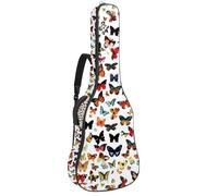Sac de transport pour guitare acoustique avec double bandoulière réglable - Motif papillons - Imperméable - Tissu Oxford épais - 104,3 cm, Papillons sans couture Multi Art, 42.9x16.9x4.7 in, Élégant
