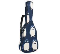 Sac de transport pour guitare acoustique avec double bandoulière réglable, motif pingouin bleu - Tissu Oxford épais - 104,3 cm, Ligne de pingouin mignon bleu, 42.9x16.9x4.7 in, Élégant