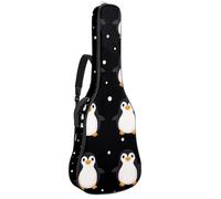 Sac de transport pour guitare acoustique avec double bandoulière réglable - Motif pingouin mignon - Tissu Oxford épais - 104,3 cm, Joli mini pingouin imprimé, 42.9x16.9x4.7 in, Élégant