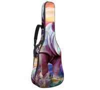 Sac de transport pour guitare acoustique avec double bandoulière réglable, motif rhinocéros 26, housse imperméable en tissu Oxford épais 104 cm, Art Animal Rhino, 42.9x16.9x4.7 in, Élégant