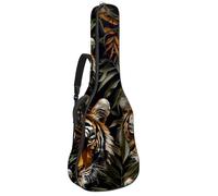 Sac de transport pour guitare acoustique avec double bandoulière réglable, motif tigre sauvage de la jungle - Tissu Oxford épais - 104,3 cm, Tigre sauvage de la jungle, 42.9x16.9x4.7 in, Élégant