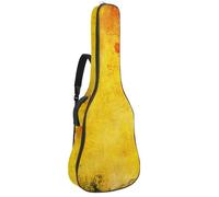 Sac de transport pour guitare acoustique avec double bandoulière réglable, texture mouchetée jaune, tissu Oxford imperméable et éponge épaisse de 104 cm, Texture rétro chiné jaune, 42.9x16.9x4.7 in,