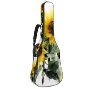 Sac de transport pour guitare acoustique avec motif bouquet de tournesols aquarelle, rembourrage de 1 cm d'épaisseur, étanche, sac à dos avec double bandoulière réglable pour guitare de 101,6 à 106,7