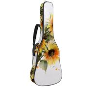 Sac de transport pour guitare acoustique avec motif bouquet de tournesols aquarelle, rembourrage de 1 cm d'épaisseur, étanche, sac à dos avec double bandoulière réglable pour guitare de 101,6 à 106,7