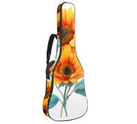 Sac de transport pour guitare acoustique avec motif bouquet de tournesols aquarelle, rembourrage de 1 cm d'épaisseur, étanche, sac à dos avec double bandoulière réglable pour guitare de 101,6 à 106,7