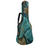 Sac de transport pour guitare acoustique avec motif feuilles tropicales abstraites et ligne rose 101,6 cm, 101,6 cm, 106,7 cm avec double bandoulière réglable et boucle de suspension arrière