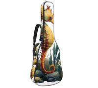 Sac de transport pour guitare acoustique avec motif hippocampe et pierres sous-marines, rembourrage de 1 cm d'épaisseur, étanche, sac à dos avec double bandoulière réglable pour guitare de 101,6 à