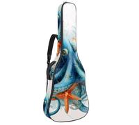 Sac de transport pour guitare acoustique avec motif hippocampe et pierres sous-marines, rembourrage de 1 cm d'épaisseur, étanche, sac à dos avec double bandoulière réglable pour guitare de 101,6 à