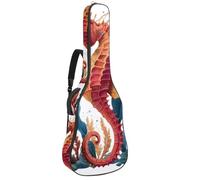 Sac de transport pour guitare acoustique avec motif hippocampe et pierres sous-marines, rembourrage de 1 cm d'épaisseur, étanche, sac à dos avec double bandoulière réglable pour guitare de 101,6 à