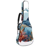 Sac de transport pour guitare acoustique avec motif hippocampe et pierres sous-marines, rembourrage de 1 cm d'épaisseur, étanche, sac à dos avec double bandoulière réglable pour guitare de 101,6 à