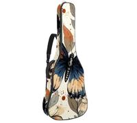 Sac de transport pour guitare acoustique, double bandoulière réglable, 104,1 cm, motif fleur papillon 64, housse de guitare en tissu Oxford imperméable et éponge épaisse, Fleur Papillon Vintage,