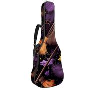 Sac de transport pour guitare acoustique double bandoulière réglable de 104,1 cm, décoration d'Halloween, 12 étuis de guitare, tissu Oxford imperméable, éponge épaisse, Décoration de balai