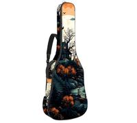 Sac de transport pour guitare acoustique double bandoulière réglable de 104,1 cm, motif château d'Halloween 99, housse de guitare imperméable en tissu Oxford épais, Motif château d'Halloween,