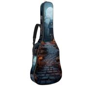 Sac de transport pour guitare acoustique double bandoulière réglable de 104,1 cm, motif château d'Halloween 48, housse de guitare en tissu Oxford imperméable et éponge épaisse, Motif château