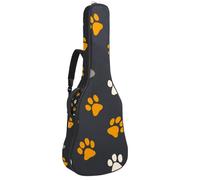 Sac de transport pour guitare basse de 101,6 cm, 104,3 cm, double bandoulière réglable, étui pour guitare acoustique, tissu Oxford imperméable, éponge épaisse, empreintes de pieds gris et jaunes,