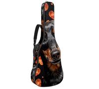 Sac de transport pour guitare basse de 101,6 cm, 104,3 cm, double bandoulière réglable, étui pour guitare acoustique, tissu Oxford imperméable, éponge épaisse, imprimé teckel, Imprimé teckel adorable,