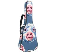 Sac de transport pour guitare basse de 101,6 cm, 104,3 cm, double bandoulière réglable, étui pour guitare acoustique, tissu Oxford imperméable, éponge épaisse, cochon bleu animal, Animal bleu cochon,