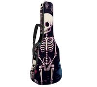 Sac de transport pour guitare basse de 101,6 cm, 104,3 cm, double bandoulière réglable, étui pour guitare acoustique, tissu Oxford imperméable, éponge épaisse, crâne bleu et rose, Crâne bleu et rose,