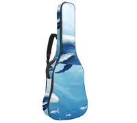 Sac de transport pour guitare basse de 101,6 cm, 104,3 cm, double bandoulière réglable, étui pour guitare acoustique, tissu Oxford imperméable, éponge épaisse, bleu aquarelle baleine, Art Bleu