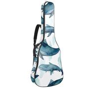 Sac de transport pour guitare basse de 101,6 cm, 104,3 cm, double bandoulière réglable, étui pour guitare acoustique, tissu Oxford imperméable, éponge épaisse, aquarelle bleu baleine, Aquarelle