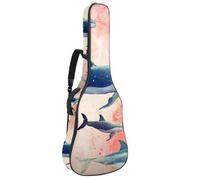 Sac de transport pour guitare basse de 101,6 cm, 104,3 cm, double bandoulière réglable, étui pour guitare acoustique, tissu Oxford imperméable, éponge épaisse, baleine de l'océan rose, Baleine de