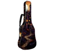 Sac de transport pour guitare basse de 101,6 cm, 104,3 cm, double bandoulière réglable, étui pour guitare acoustique, tissu Oxford imperméable, éponge épaisse, motif château d'Halloween 65, Motif
