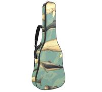 Sac de transport pour guitare basse de 101,6 cm, 104,3 cm, double bandoulière réglable, étui pour guitare acoustique, tissu Oxford imperméable, éponge épaisse, baleine blanche dessinée à la main,