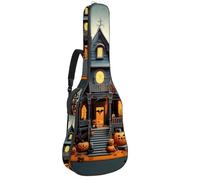 Sac de transport pour guitare basse de 101,6 cm, 104,3 cm, double bandoulière réglable, étui pour guitare acoustique, tissu Oxford imperméable, éponge épaisse, motif château d'Halloween 14, Motif