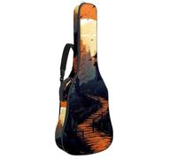 Sac de transport pour guitare basse de 101,6 cm, 104,3 cm, double bandoulière réglable, étui pour guitare acoustique, tissu Oxford imperméable, éponge épaisse, décoration de château d'Halloween 23,