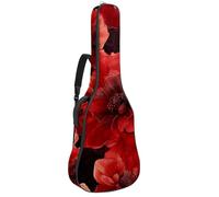 Sac de transport pour guitare basse de 101,6 cm, 104,3 cm, double bandoulière réglable, étui pour guitare acoustique, tissu Oxford imperméable, éponge épaisse, motif floral rouge mystérieux 36,