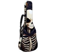 Sac de transport pour guitare basse de 101,6 cm, 104,3 cm, double bandoulière réglable, étui pour guitare acoustique, tissu Oxford imperméable, éponge épaisse, crâne orange froid, Crâne orange cool,