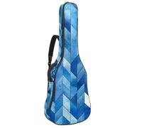 Sac de transport pour guitare basse de 101,6 cm, 104,3 cm, double bandoulière réglable, housse de transport pour guitare acoustique, tissu Oxford imperméable, éponge épaisse, mosaïque aquarelle bleu,