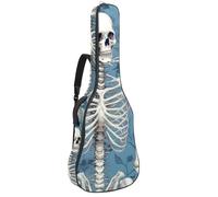 Sac de transport pour guitare basse de 101,6 cm, 104,3 cm, double bandoulière réglable, housse de transport pour guitare acoustique, tissu Oxford imperméable, éponge épaisse, crâne bleu, Crâne d'art