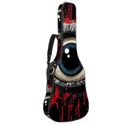 Sac de transport pour guitare basse de 101,6 cm, double bandoulière réglable, étui pour guitare acoustique, tissu Oxford imperméable, éponge épaisse, motif boules oculaires d'Halloween 72, Art