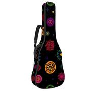 Sac de transport pour guitare classique, basse électrique, 101,6 cm, 106,7 cm, différentes figures colorées sur fond noir, Multicolore 02, 42.9x16.9x4.7 in, Sac à dos décontracté