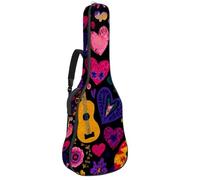 Sac de transport pour guitare classique, basse électrique, 101,6 cm, 106,7 cm, différentes figures colorées sur fond noir, Multicolore 03., 42.9x16.9x4.7 in, Sac à dos décontracté