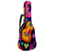 Sac de transport pour guitare classique, basse électrique, 101,6 cm, 106,7 cm, différentes figures colorées sur fond noir, Multicolore 04, 42.9x16.9x4.7 in, Sac à dos décontracté