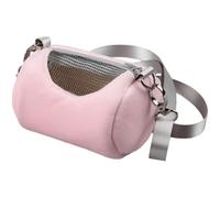 Sac de Transport pour Hamster, Velours Rose et doré, Poche cylindrique Portable pour Sorties et Voyages, 13 x 8 x 8 cm, bandoulière réglable 115 cm, fenêtre en Maille, pour Hamster Nain, Petit Animal