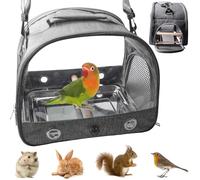 Sac de transport pour oiseaux avec perchoir, plateau en acier inoxydable, boîte de transport pour oiseaux, sac à dos avec tige en bois, cage à oiseaux portable pour perroquets, perruches, petits