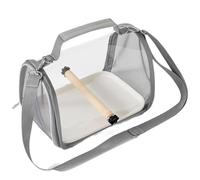 Sac de transport pour perruche - 26 x 19 x 19,5 cm - Avec perchoir sur pied - Respirant et transparent - Pour petits animaux de compagnie - Sac de transport transparent pour perruches, perroquets