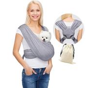 Sac de transport pour petits chiens, chat orienté vers l'avant, mains libres, taille réglable, réduction des maux de dos, coton doux, sûr pour petits chiens (S-L, noir anthracite) (gris)
